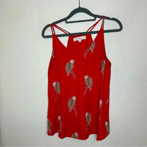 LOFT Red Parrot V Neck Tank Size Small Petite